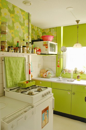 lime green kitchen wallpaper