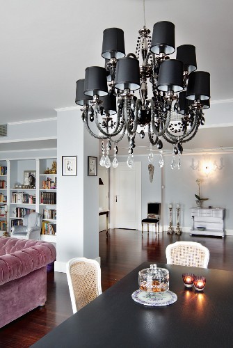 Chandelier With Small Black Lampshades Image 11357620 Living4a - Small Dining Table Chandelier Chandelier With Small Black Lampshades Image 11357620 Living4a - Small Dining Table Chandelier