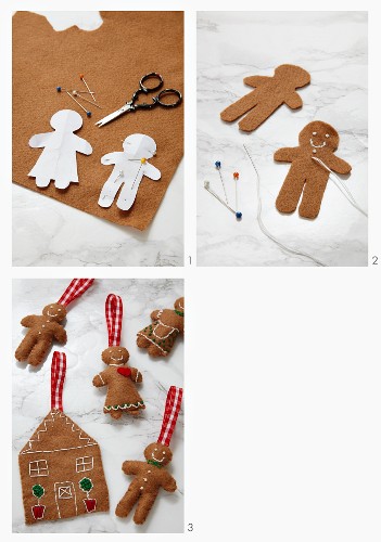 Crafting a felt gingerbread house and gingerbread men