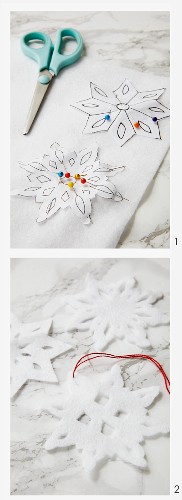 Crafting felt snowflakes