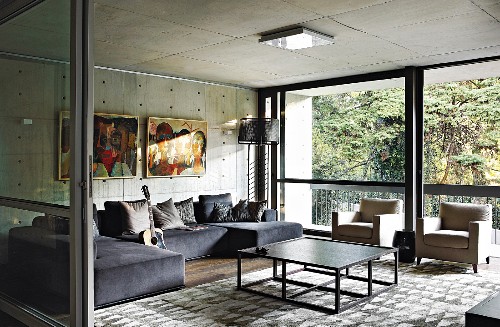 Modern Living Room With Concrete Ceiling Buy Image 11403326 Living4media