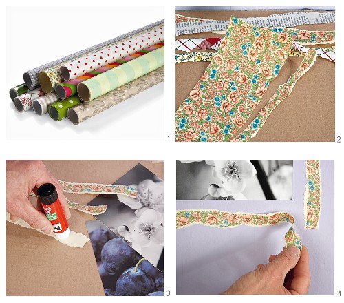 Instructions for making picture frames from newspaper or old wrapping paper