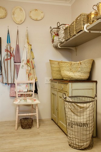 white wicker storage baskets shelves