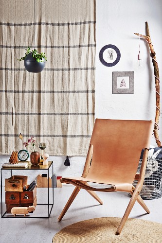 Leather Chair And Side Table In Front Of Buy Image 11451938 Living4media