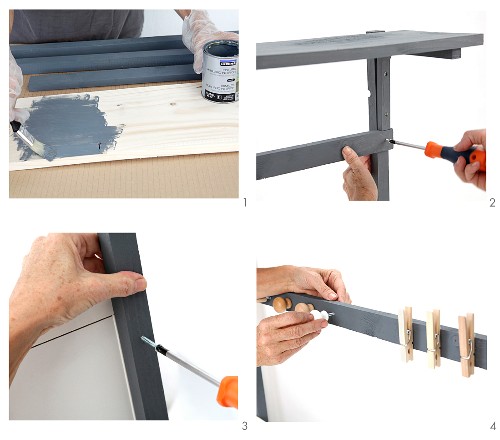 Schreibtischaufsatz aus Holzleisten selber bauen