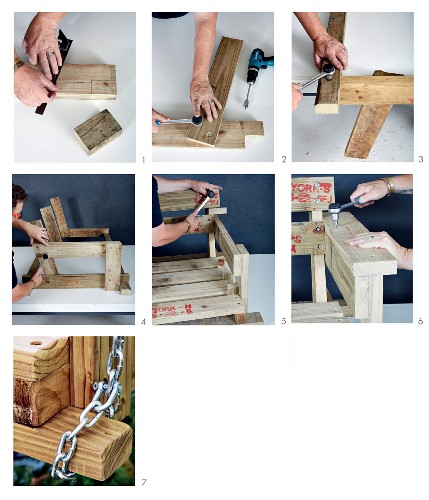 Instructions for making a wooden swing bench