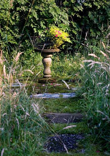 Saule Mit Einem Korb Blumen Im Garten Bild Kaufen 11033088 Living4media