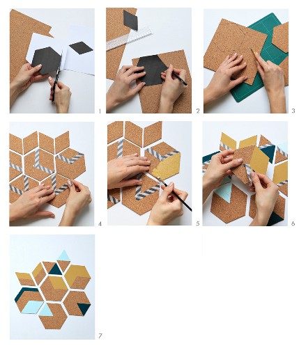 Instructions for making geometric cork coasters