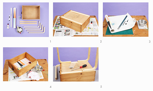Anleitung für einen Beistelltisch aus einer Schublade und Möbelfüßen