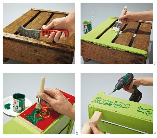 Instructions for making a tray table from an old fruit crate