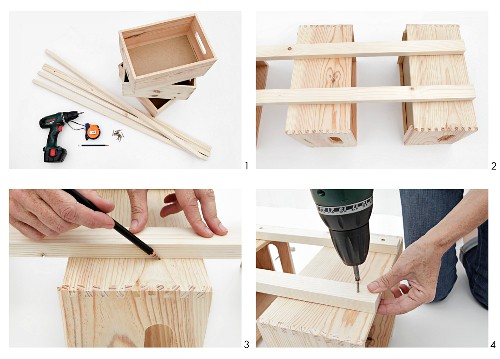 Making wooden shelves from wooden crates