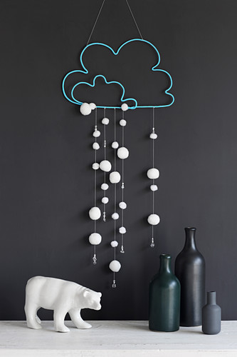 Handcrafted snowy-cloud mobile