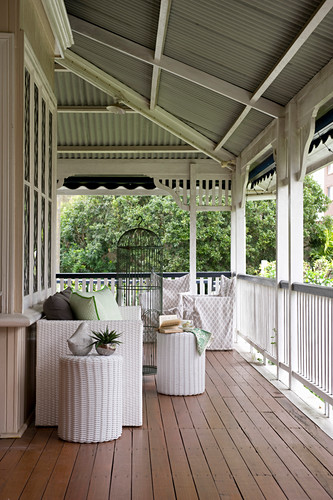 White Rattan Furniture On Veranda Buy Image 12566636 Living4media