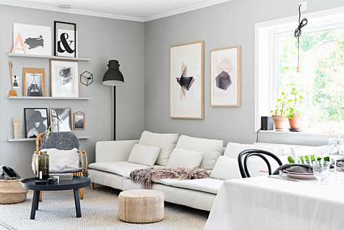 Scandinavian Style Living Room In Grey Buy Image 12577892 Living4media,Modern Teak Wood Single Front Door Designs