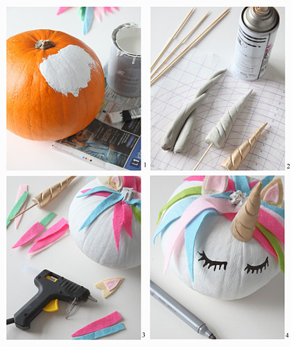 Handcrafted Halloween decorations: instructions for making unicorn pumpkins