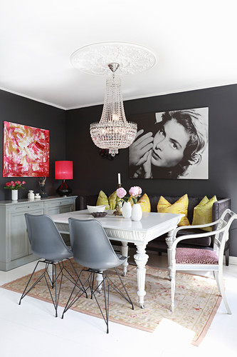 Chandelier And Dark Grey Walls In Image 12684296 Living4a - Eclectic Dining Room Chandeliers Chandelier And Dark Grey Walls In Image 12684296 Living4a - Eclectic Dining Room Chandeliers