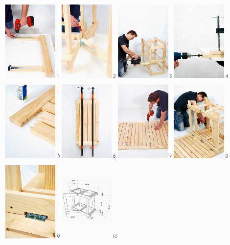 Klappbaren Holztisch selber bauen (Tischplatte mit Klemmen)