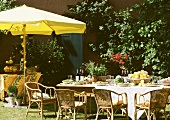 Table in garden set for summer party