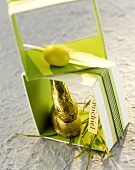 Easter place card with chocolate bunny and name