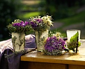 Autumn decoration with asters and gypsophila