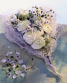 White heart with ranunculus and daisies