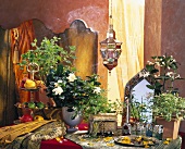 Middle Eastern accessories, fragrant gardenia, scented geranium