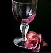 Wine glass with a rose