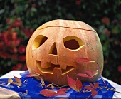 Hollowed-out pumpkin with face