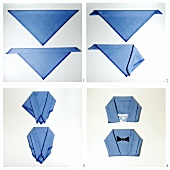 Folding a napkin into a dinner jacket or blouse