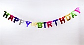 The words Happy Birthday in coloured letters