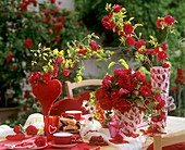 Table with romantic decorations in open air