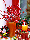 Window sill decorated for Christmas