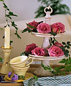 Tiered stand with roses