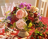 Flower arrangement for special occasion with strawberries