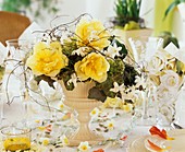 Table decoration with spring flowers