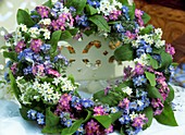 Wreath of forget-me-nots (with white and blue flowers)