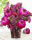 Vase of summer flowers in pink