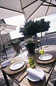 Terrace of a restaurant on the Cote d'Azur (France)