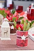 Christmas table with floral decorations (detail)