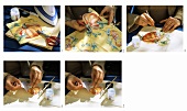 Applying picture to table cloth using serviette technique
