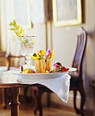 Celery salad and vegetable platter