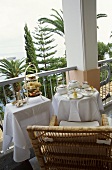 Table laid for tea on terrace in Madeira