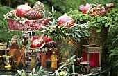 Christmas decoration with gilded pomegranates