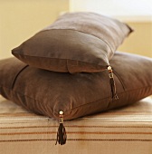 Two brown cushions