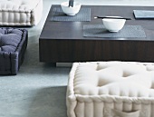 Asian-style table and floor cushions