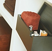 Bathroom accessories in wooden box