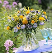 Colourful arrangement of summer flowers