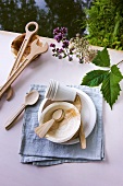 Wooden and paper crockery, cutlery and tools