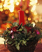 Small Christmas arrangement with one candle