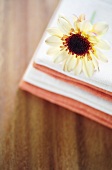 Chrysanthemum on fabric napkins